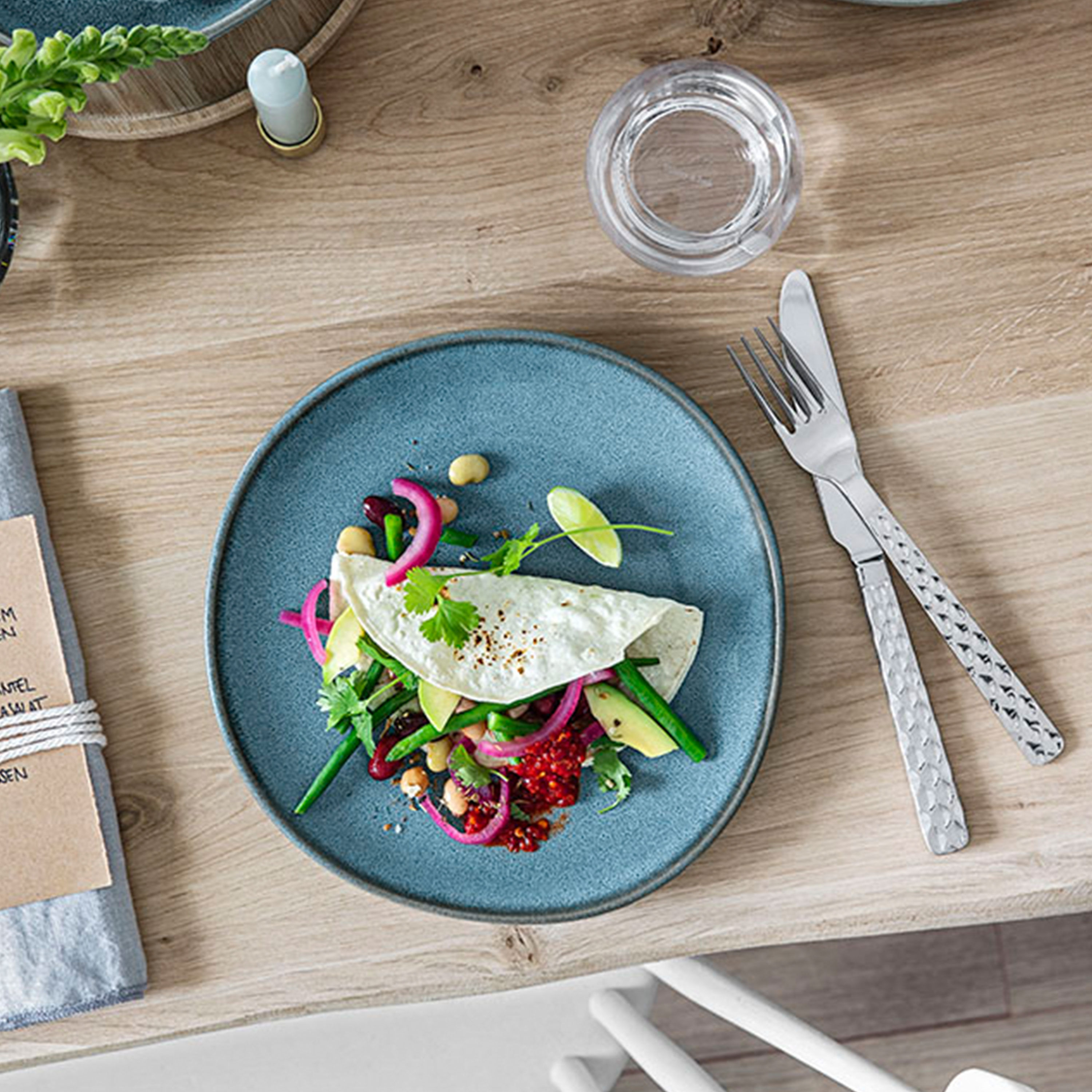 Lave Salad/ Dessert Plate - Blue, 9.3'' x 9.1'', stoneware