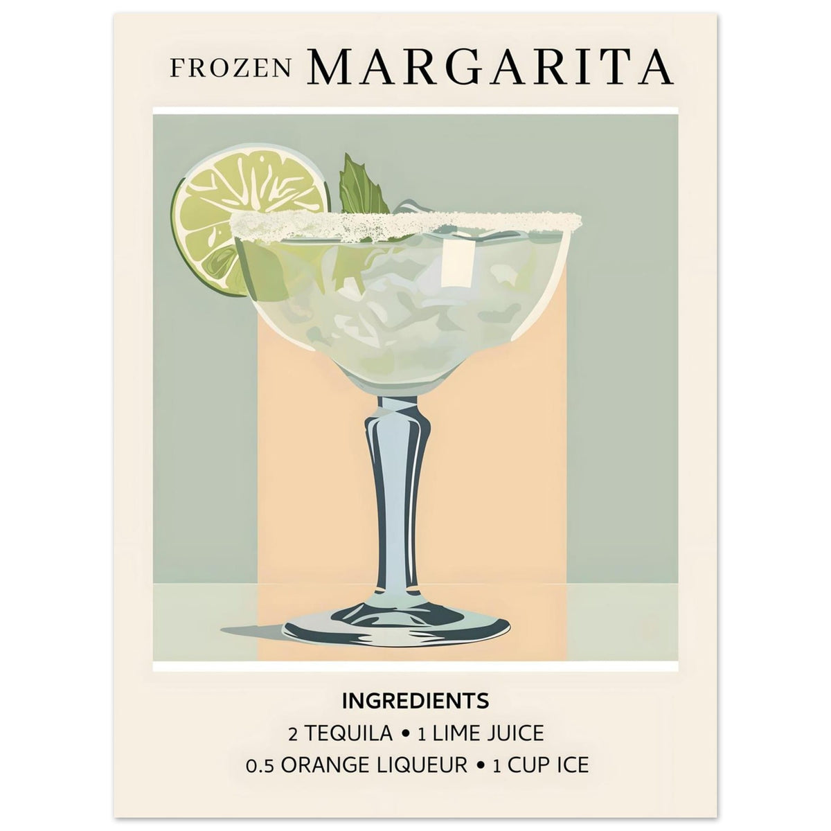 Artfulprints Poster Frozen Margarita cocktail I - Ingrediënten  - 30x40 cm - Groen