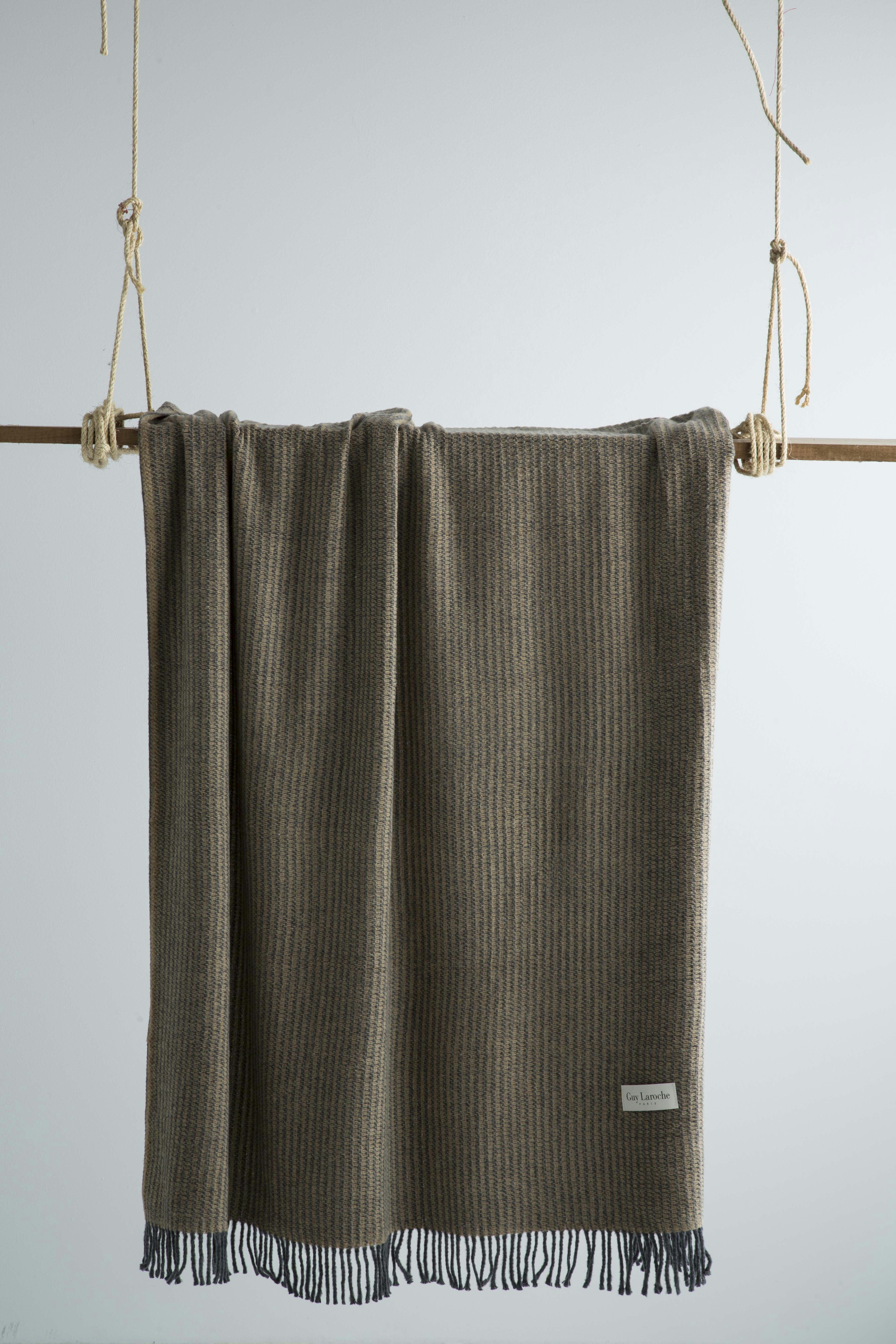 JURA - Plaid en coton ocre 130x170