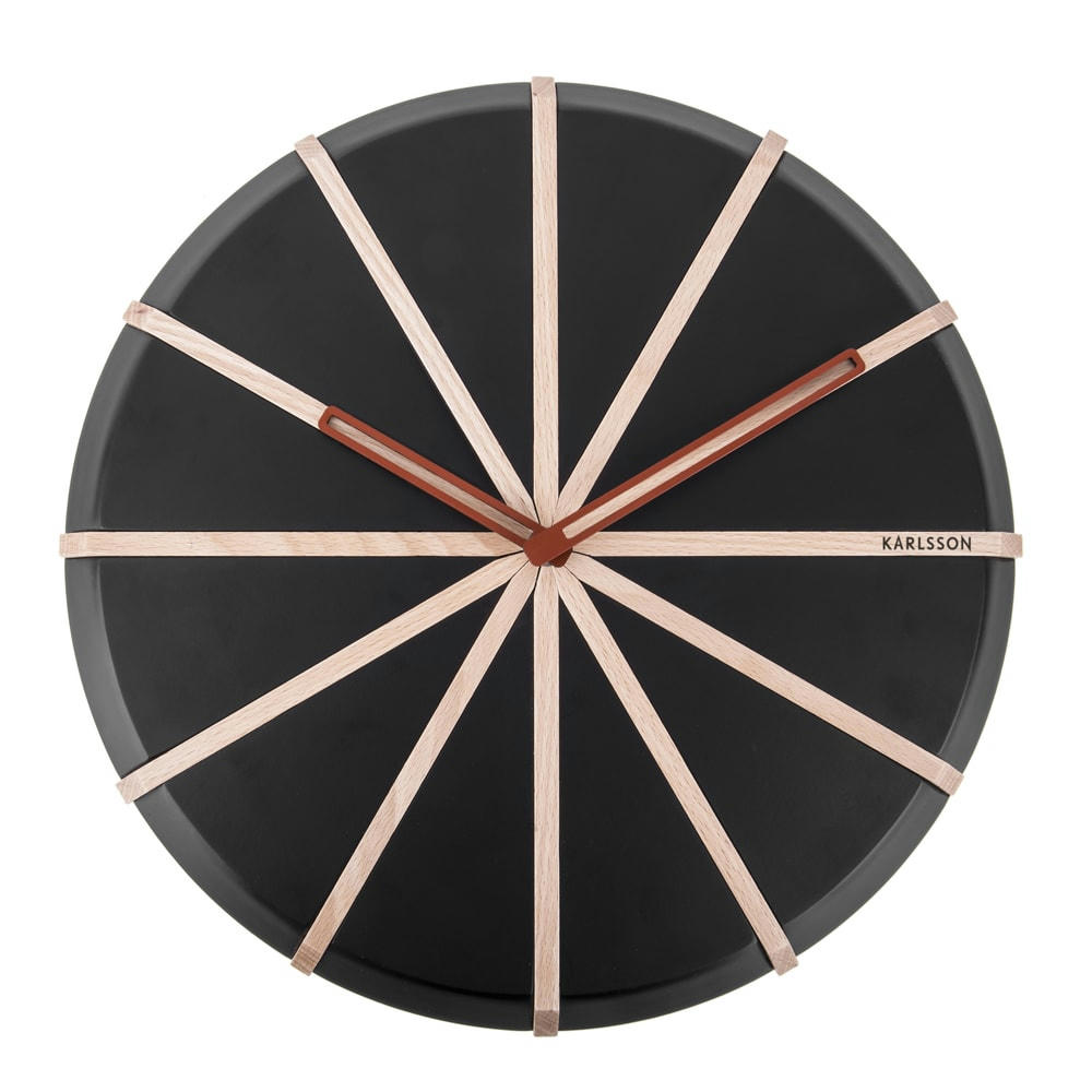 LINES - Horloge en bois naturel et noir D35