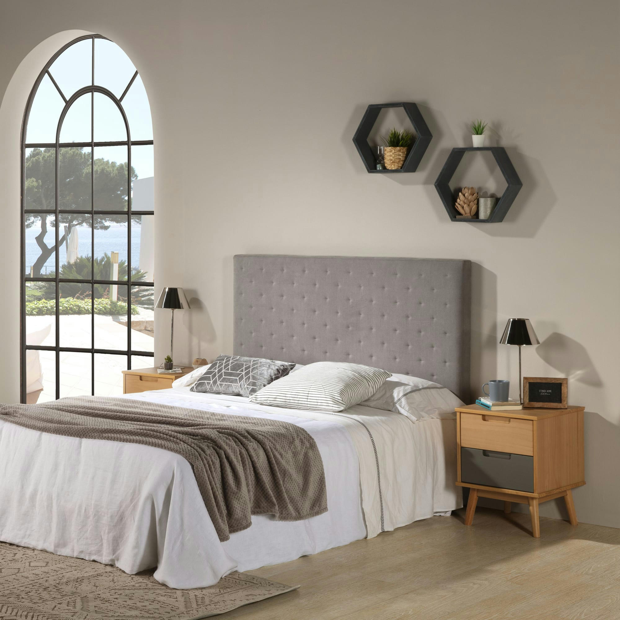 MALTA - Tête de lit 140x60 cm couleur gris, 8 cm d'épaisseur