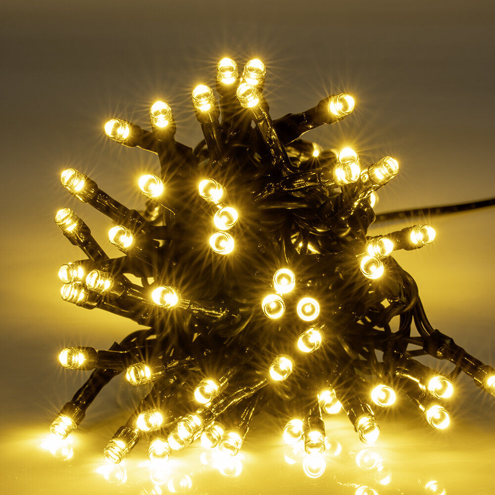 Guirlande scintillante effet flash 100 LED blanc chaud 4,95m