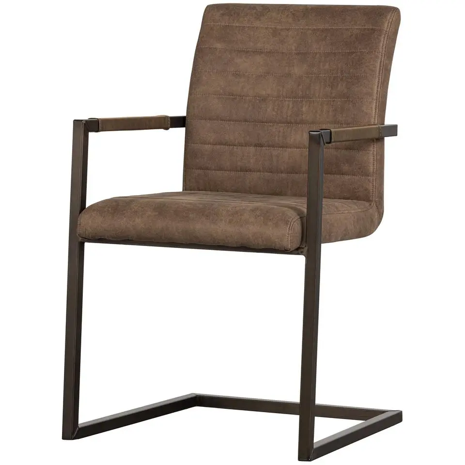 WOOOD Bas Eetkamerstoelen - Leerlook - Taupe - Set van 2