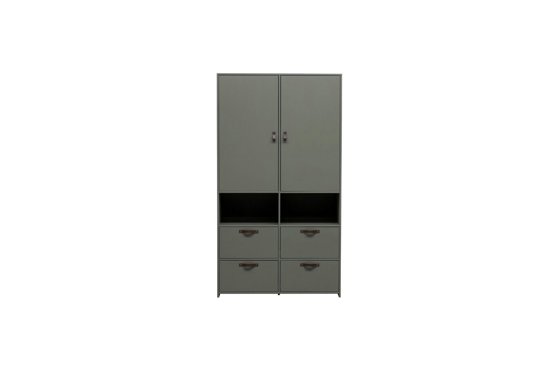 STAGE - Armoire 2 portes 4 tiroirs en bois gris