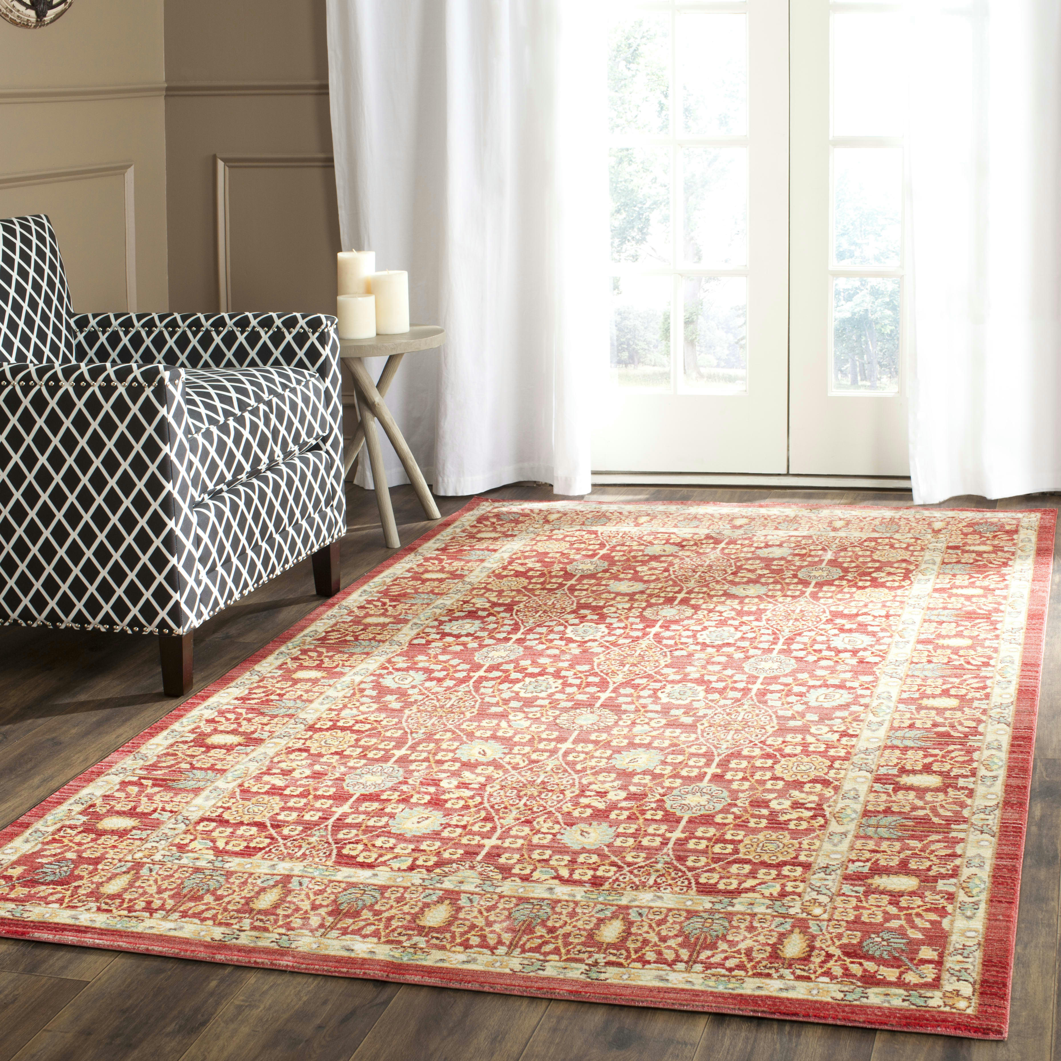 VALENCIA - Tapis de salon interieur en rouge & rouge, 152 x 244 cm