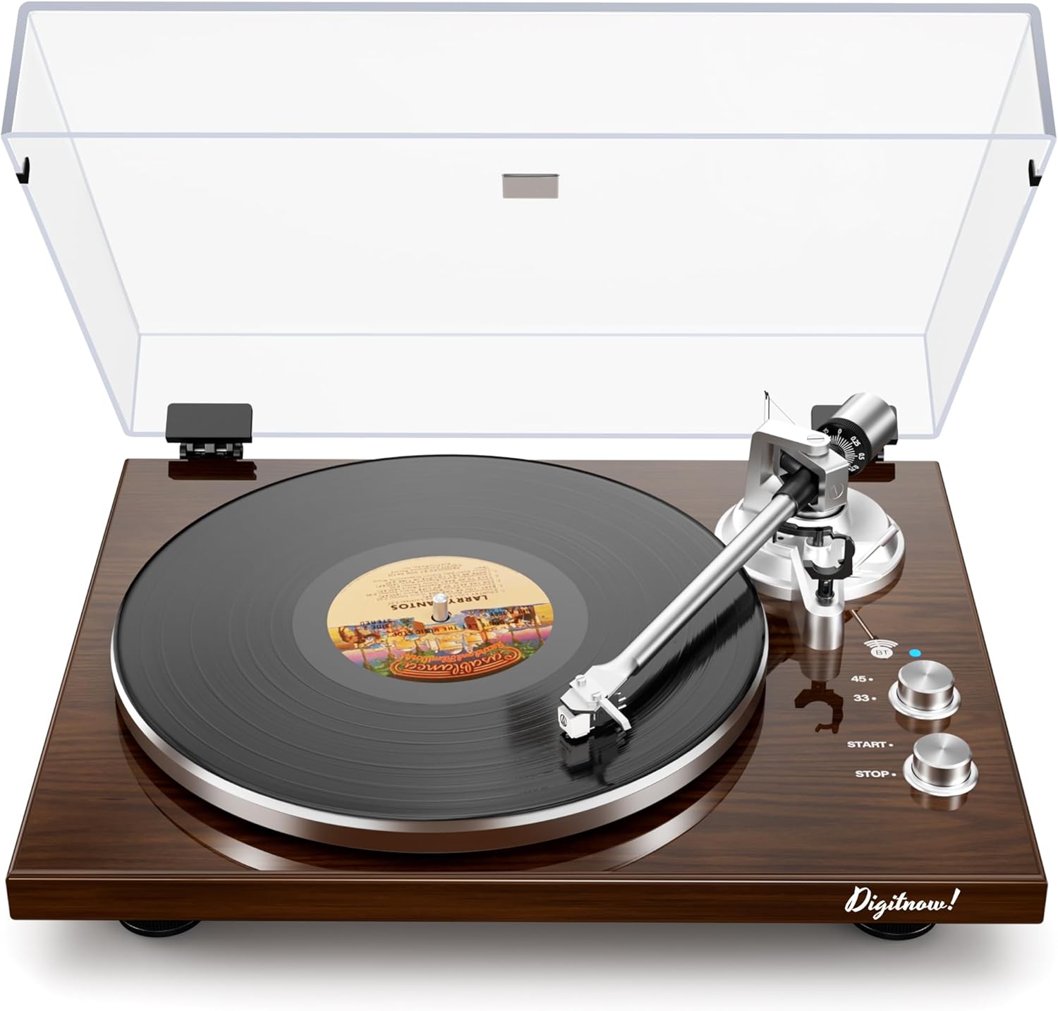 Belt Drive Turntable for Vinyl Record Player,Connect with Bluetooth Speakers or Active Speaker,Built-in Phono Pre-amp,USB Digital Output, Magnetic Cartridge,High-Gloss Wood Design(Brown)