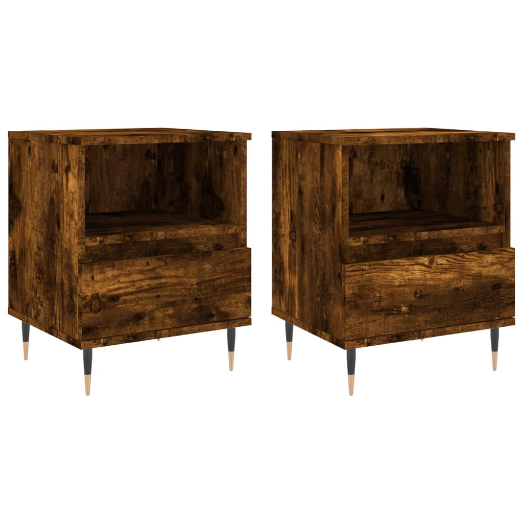 2x Szafka Nocna Stolik Komoda Brązowa z Szufladą Do Sypialni 40x35x50 cm