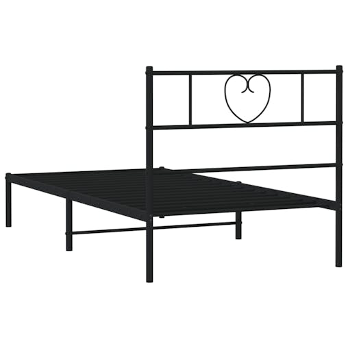 NNEVL Metal Bed Frame with Headboard Black 107x203 cm
