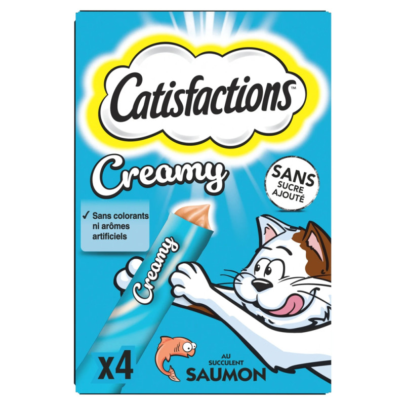 Friandise pour chat Creamy Snack au saumon 4 pièces CATISFACTIONS
