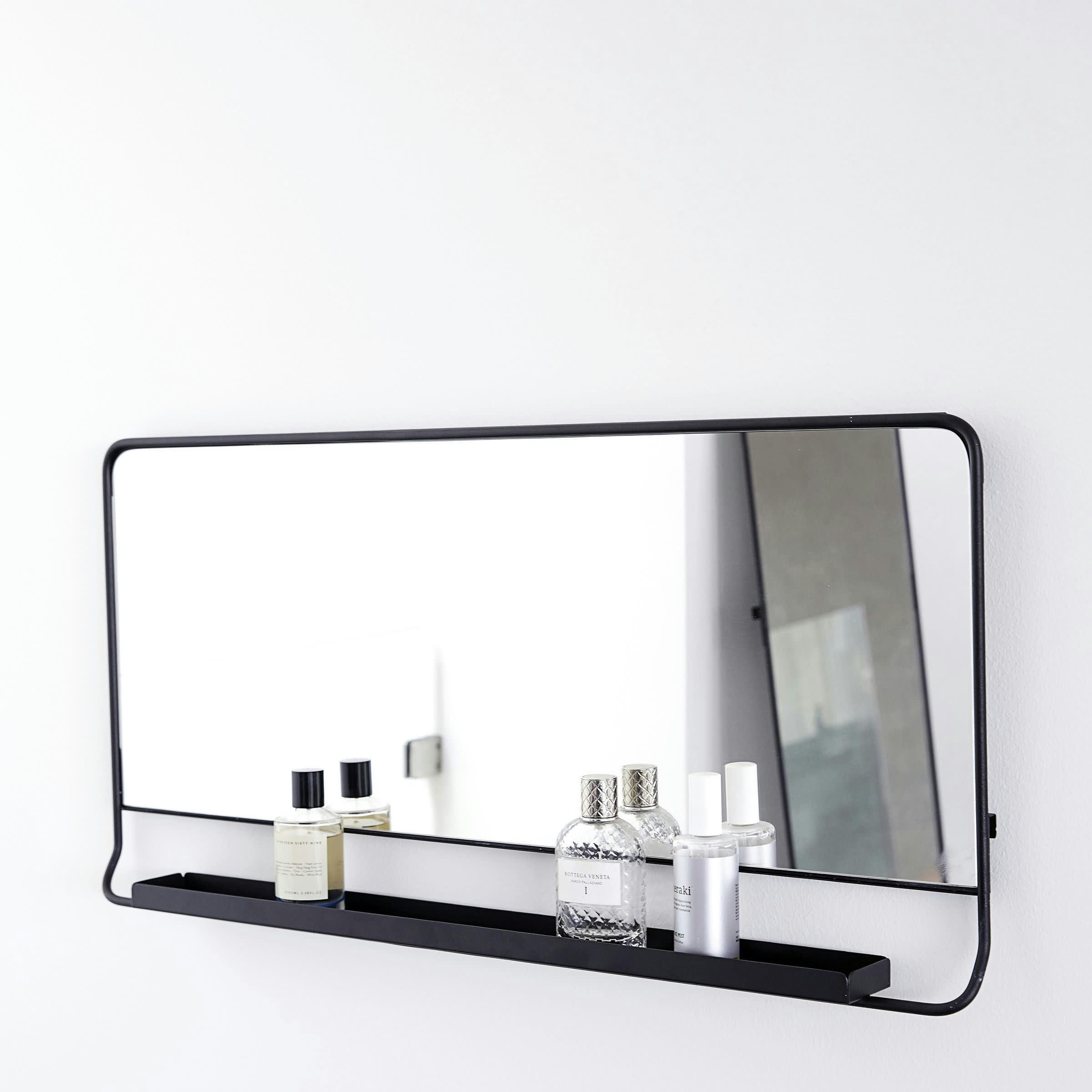 CHIC - Miroir horizontal avec tablette et bord noir 80x40