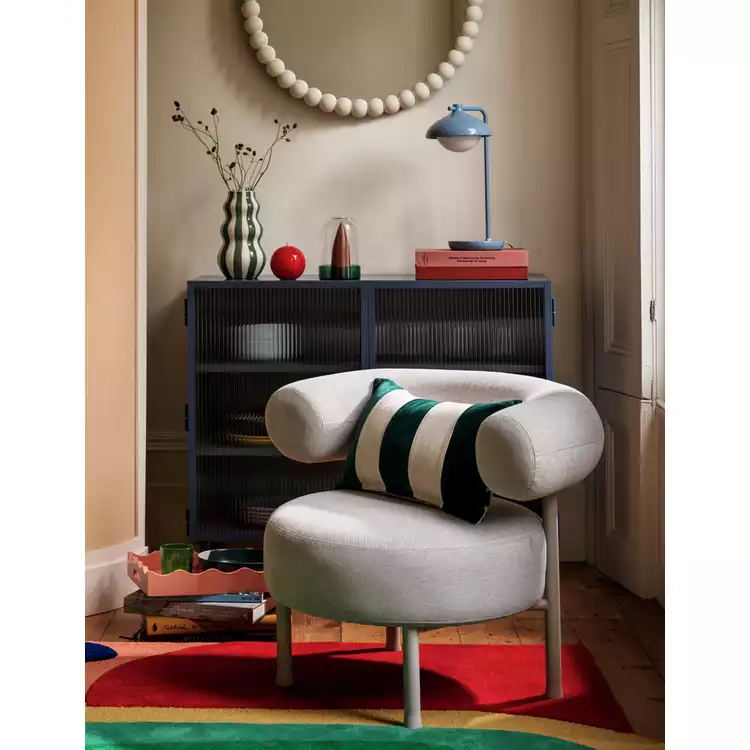 Habitat Hand Painted Stripe Vase - Green