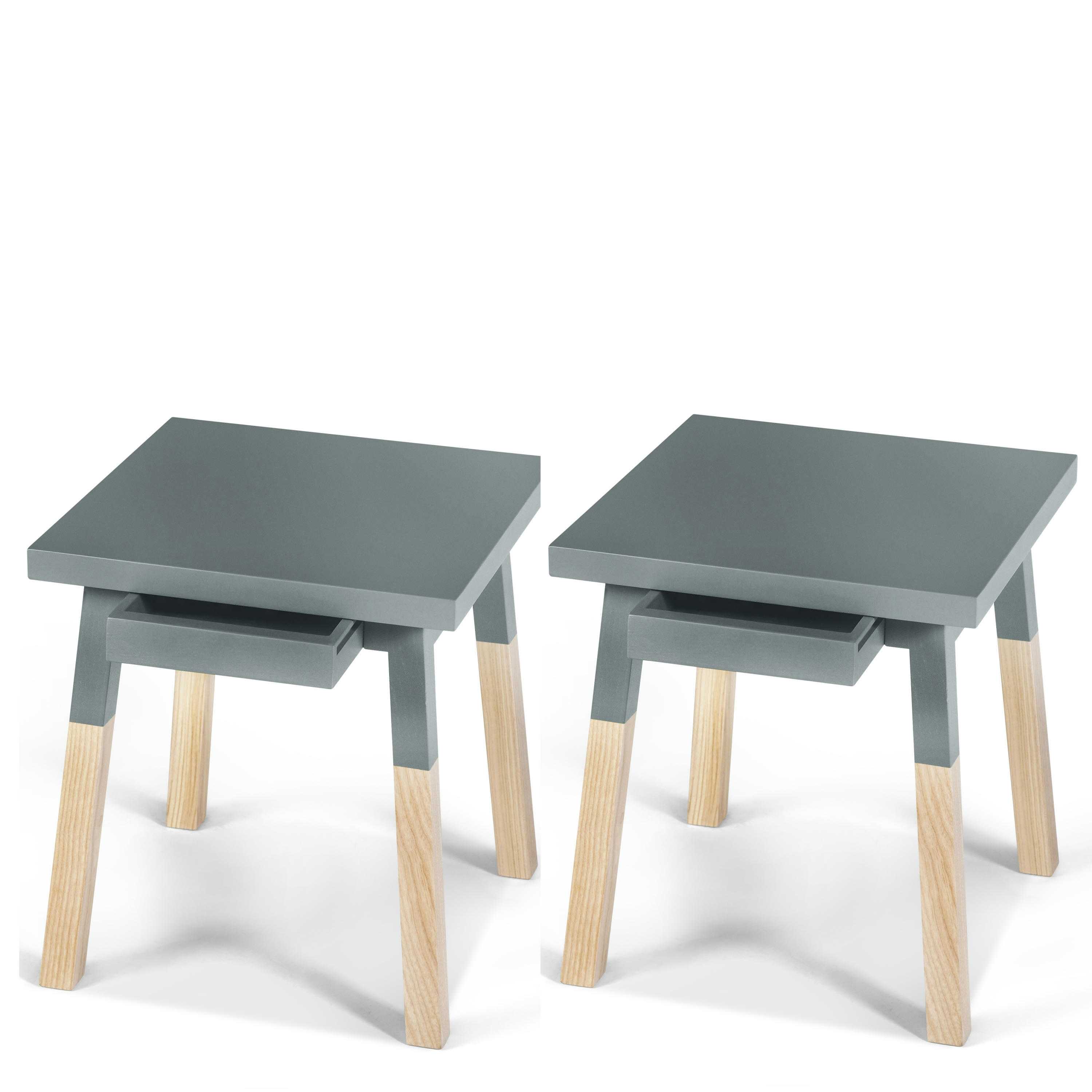 EGEE - 2 chevets laqués avec tiroir en frêne, plateau 40 cm