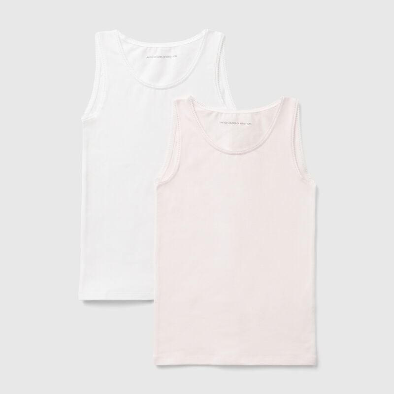 Two tank tops in stretch cotton