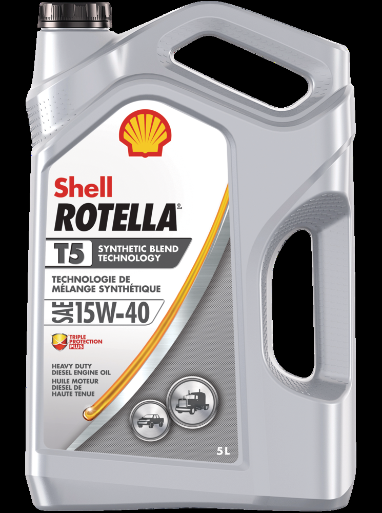 Shell Rotella® T5 Assorted-Viscosity Heavy-Duty Synthetic-Blend Diesel Engine/Motor Oil, 5-L