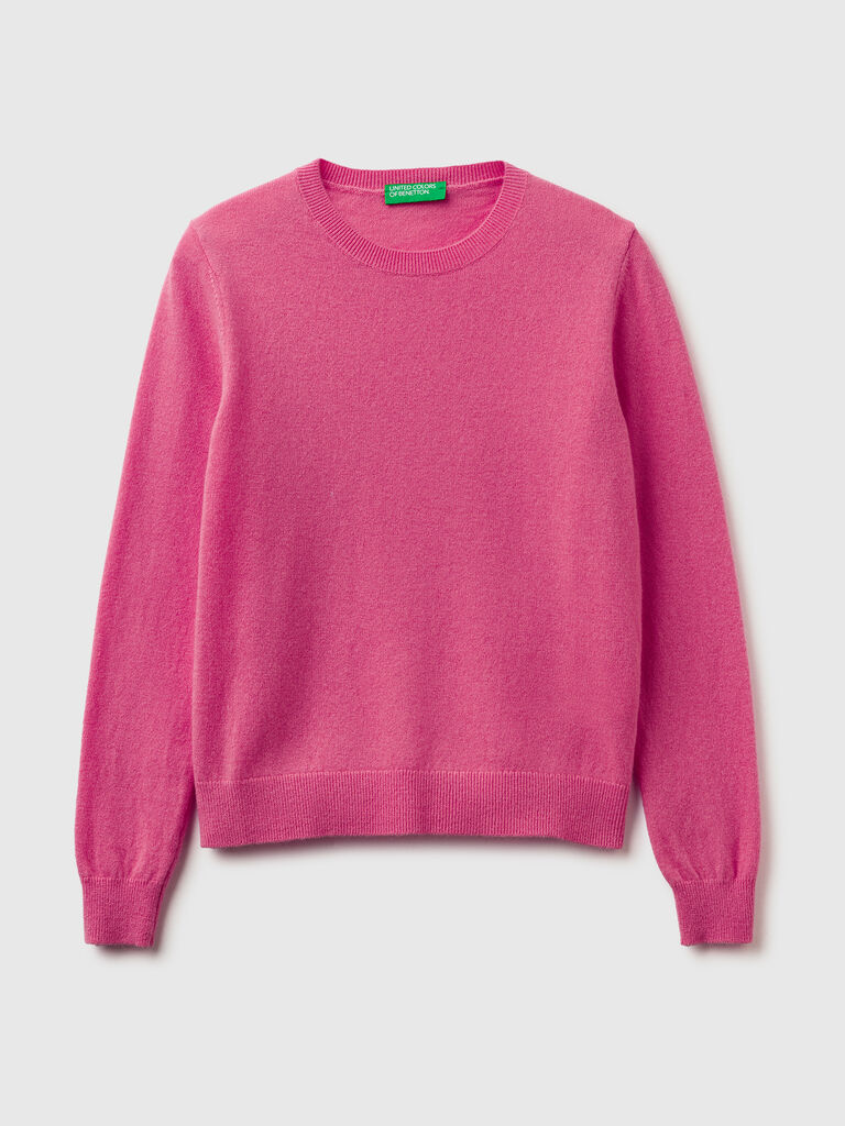 Plum crew neck sweater in pure Merino wool