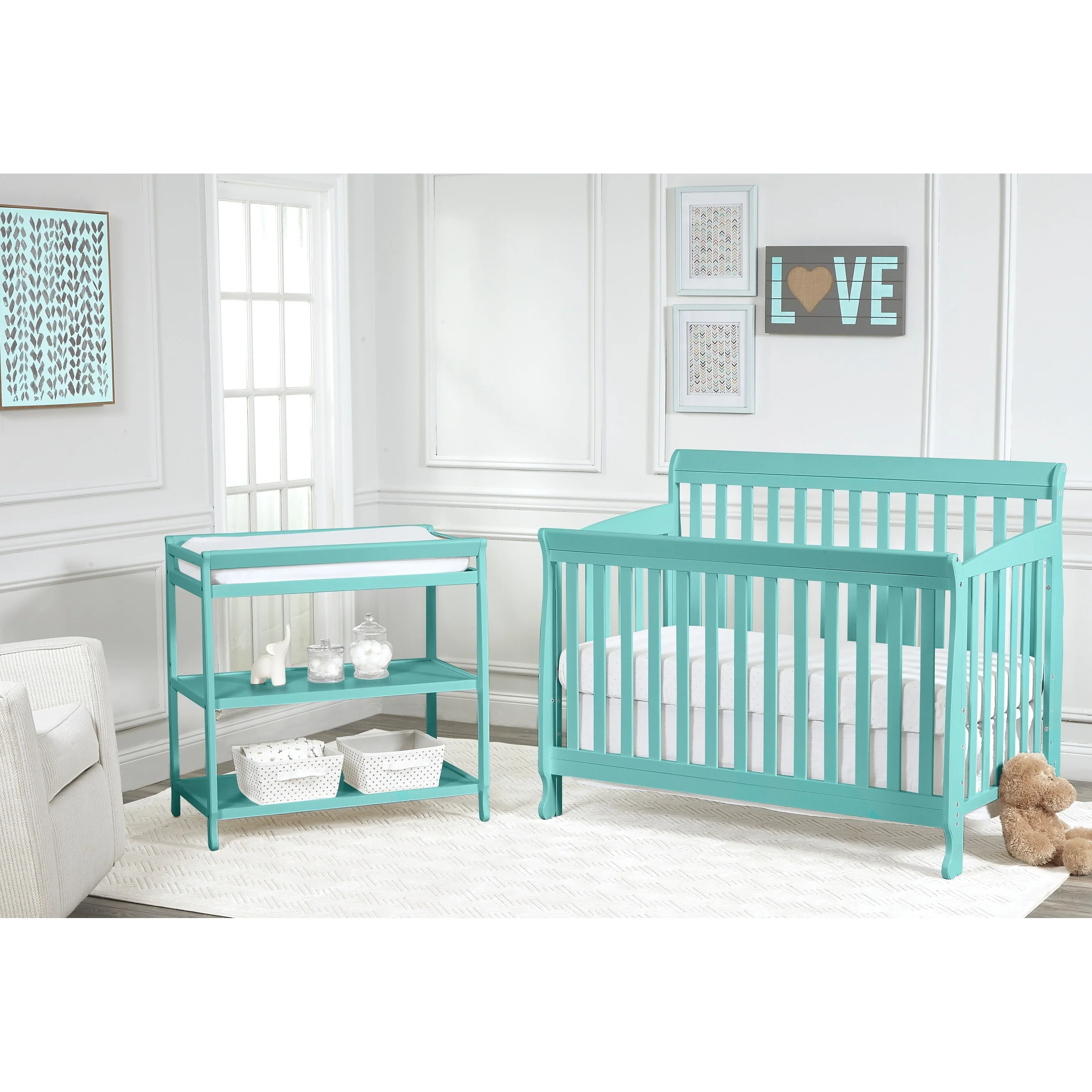 Riley 4-in-1 Convertible Crib Turquoise