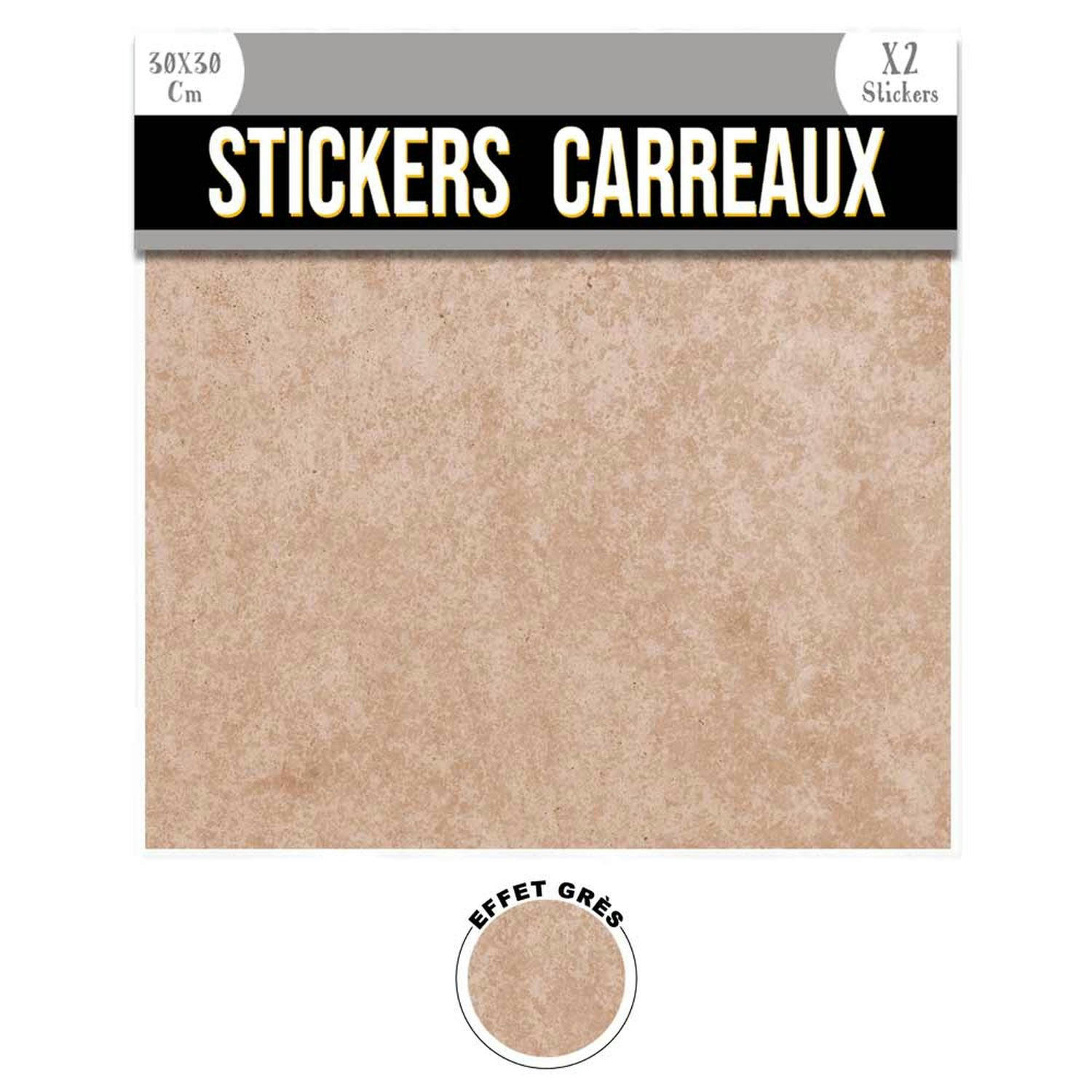 - 2 stickers effet grès 30 x 30 cm beige