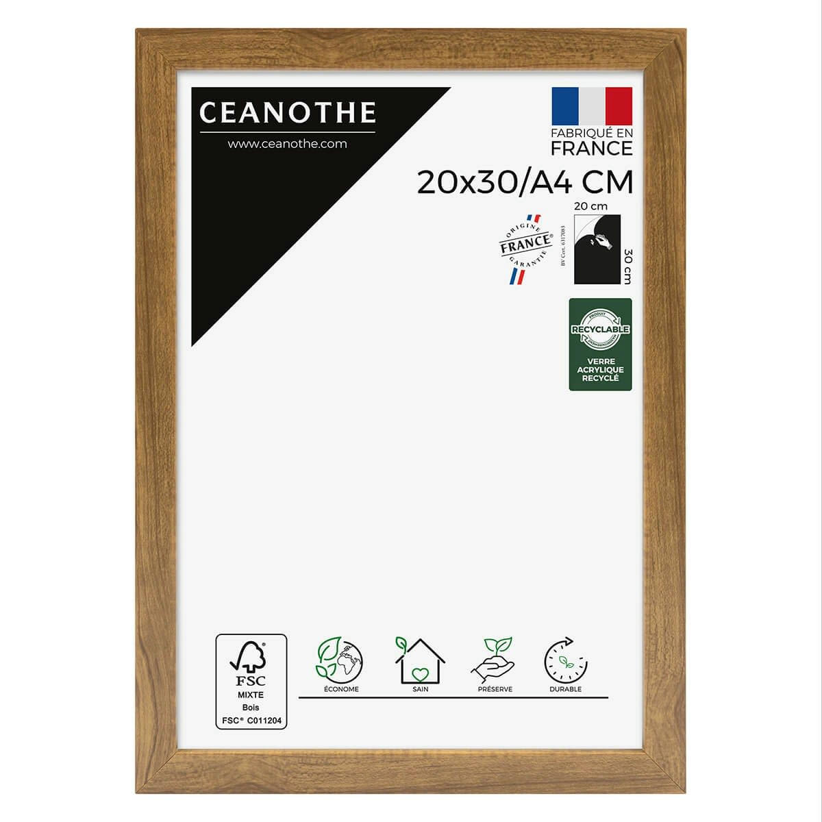 PRECIOUS - Cadre photo noyer 20x30/A4 cm résine recyclée
