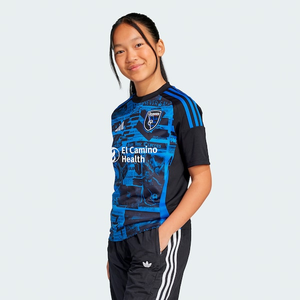 San Jose Earthquakes adidas Youth 2025 Headliner Replica Jersey - Black