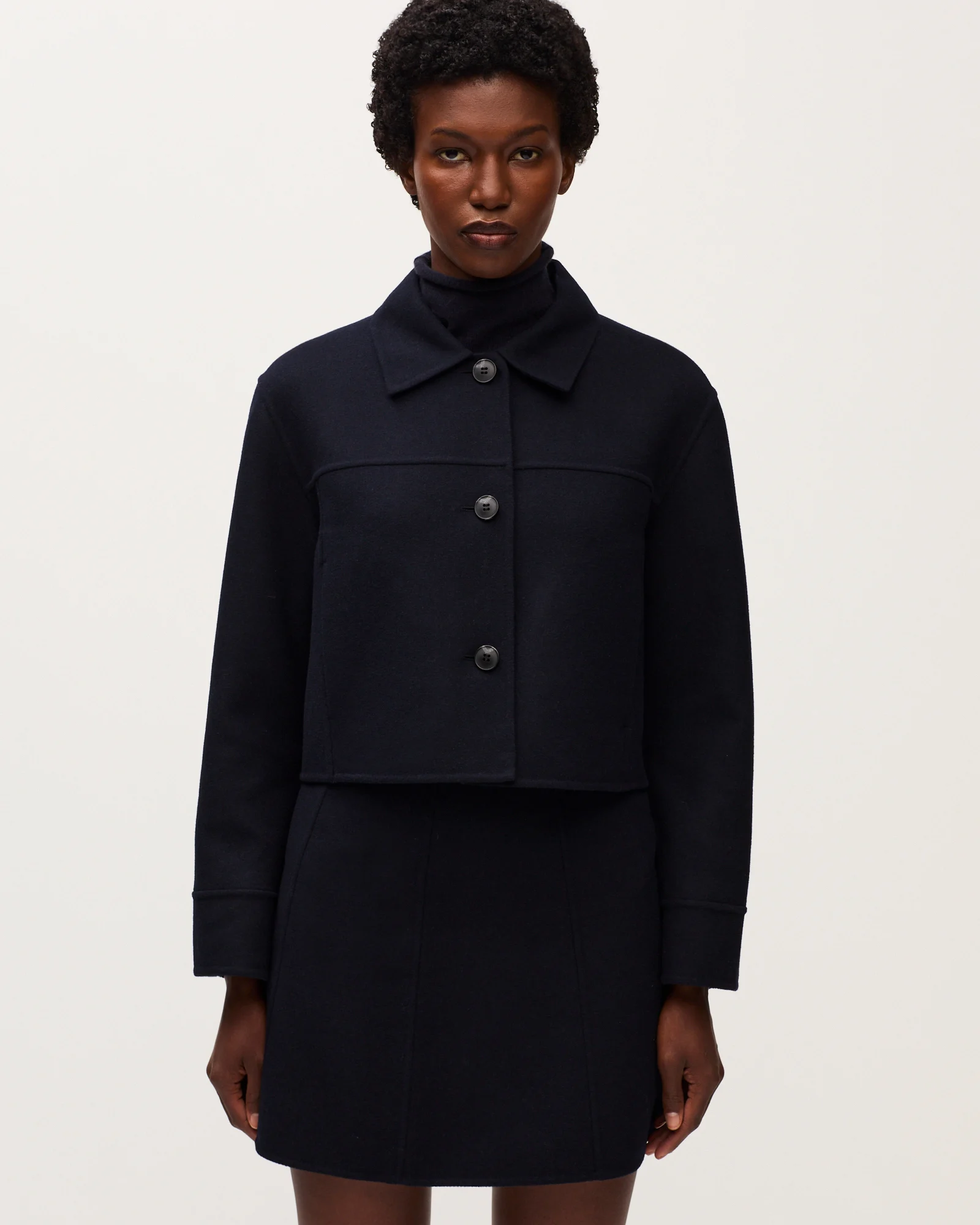 Blouson court double face avec laine