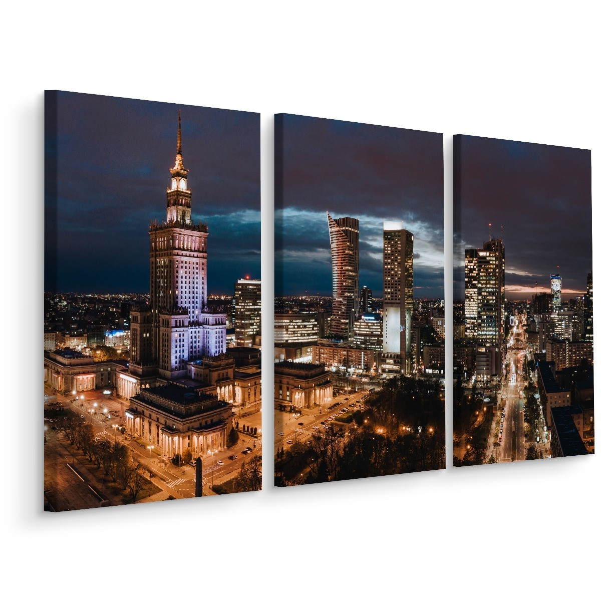 Obraz TRYPTYK Panorama Miasta Warszawa 3D 60x40cm