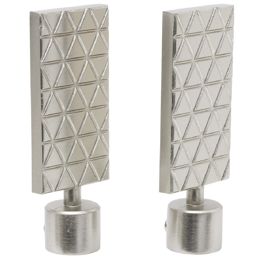 Embout tringle à rideau Ø20mm gravure géométrique aluminium brossé x2