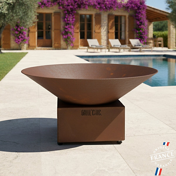 CEVENOL POOL Simple Cuve Corten - Brasero rond - Parfait pour une ambiance conviviaet une touche d élégance dans votre jardin