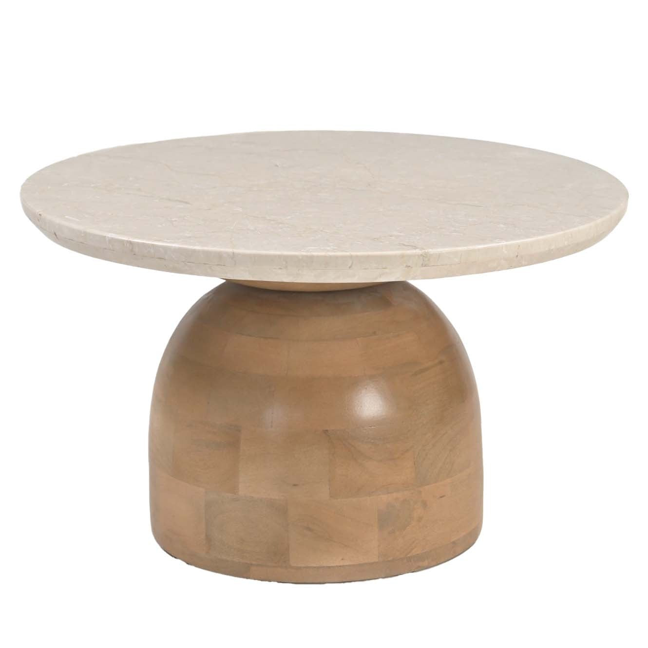 DÉJA Living Eettafel Miro Rond - Marmer/Hout - Naturel - 90x90x35cm