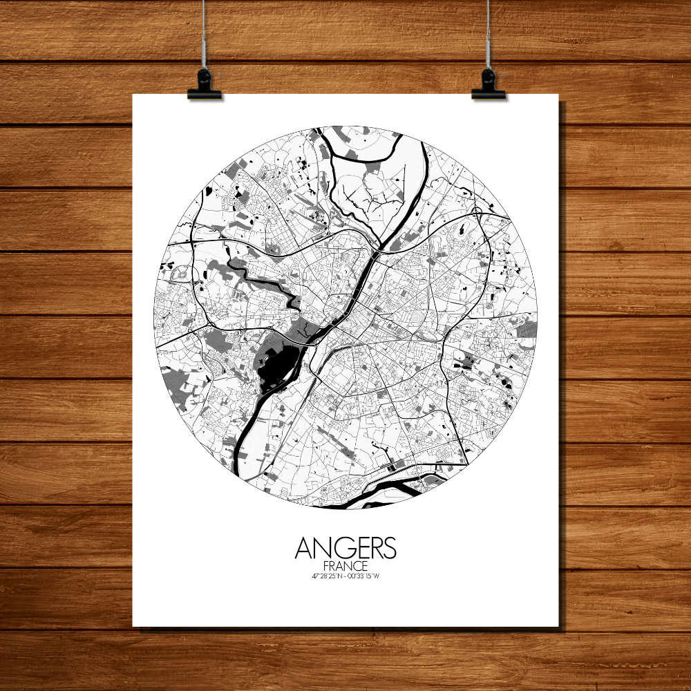 - Affiche Angers Carte ronde 40x50