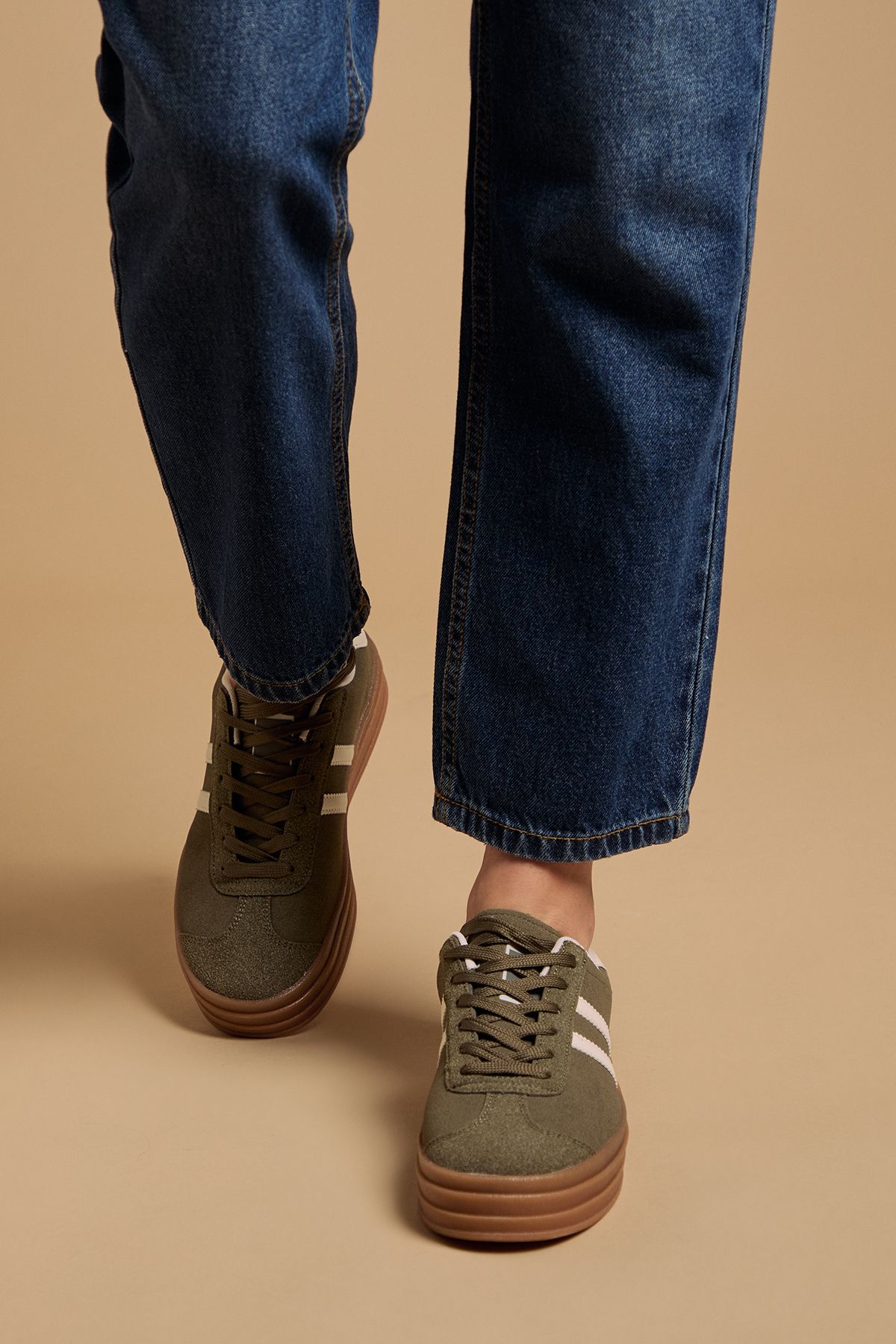 Oasis Issie Faux Suede Lace Up Platform Trainers