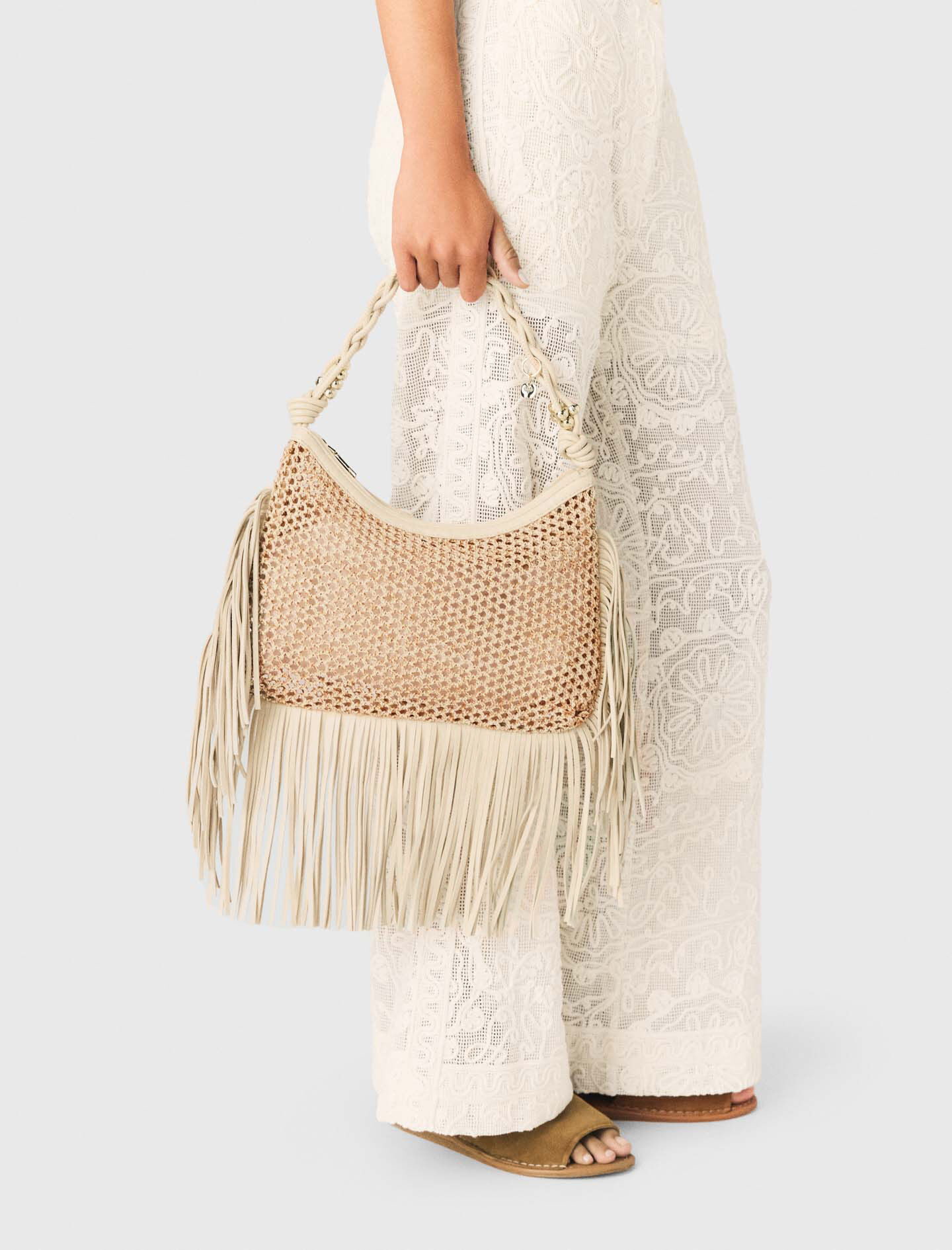 Sac hobo en mesh à franges