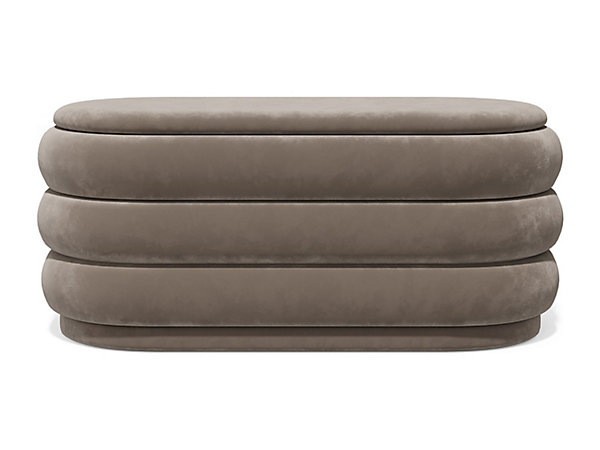 Banc coffre - Velours - Taupe - ECAMBI