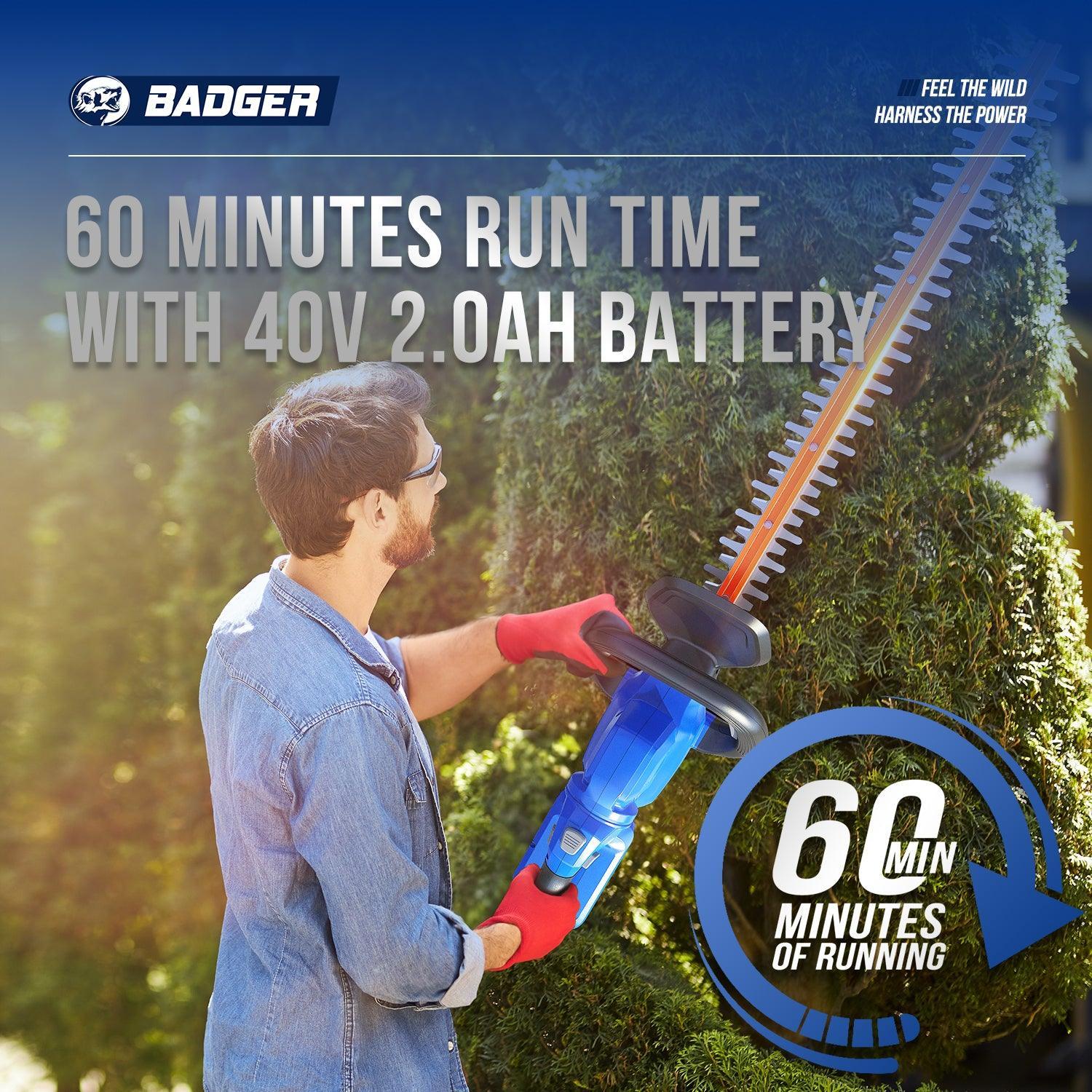 40V Hedge Trimmer Powerful Cordless Electric