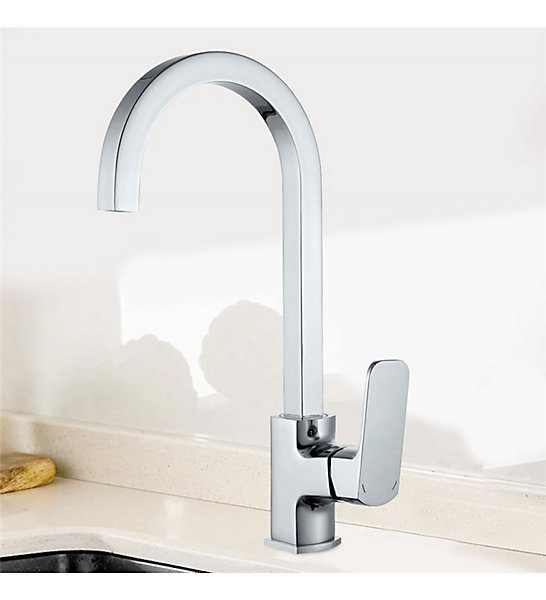 Mitigeur d'évier Robinet cuisine bec haut laiton chrome