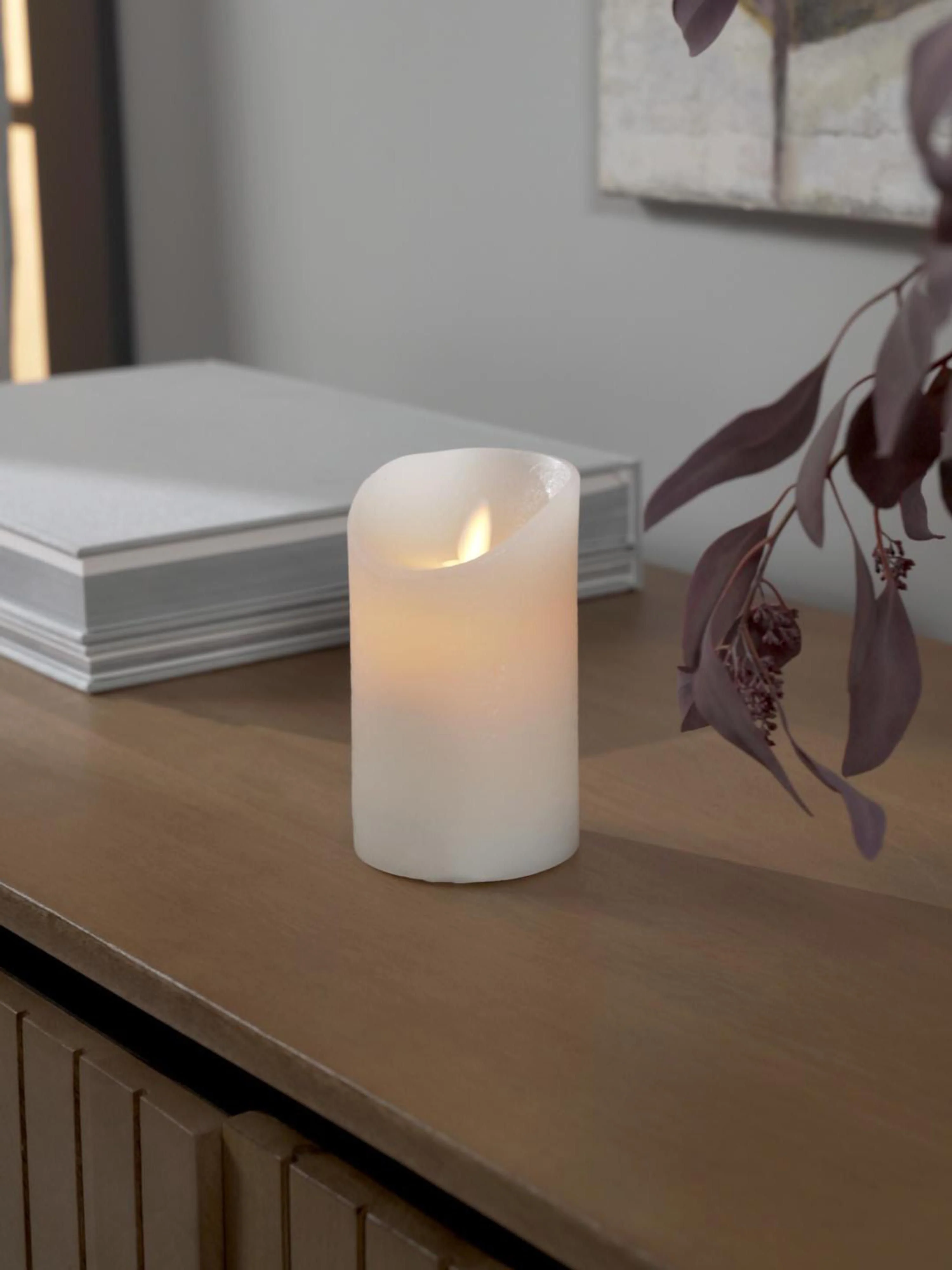 LED-Kerze Bino mit Flackerfunktion, H 12 cm
