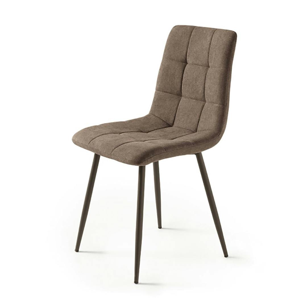 Chaise en tissu marron motif damier (lot de 2) LORA