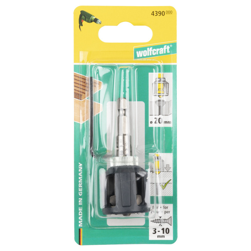 Fraisoir conique avec butée de profondeur Ø 20 mm WOLFCRAFT