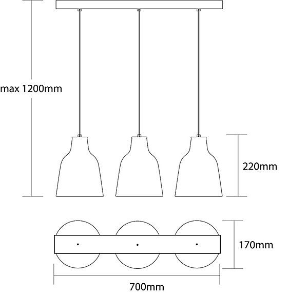 LUMICOM - DONG TRACK Suspension, 3X E27, max 42W, métal, vert iceberg, D.16cm