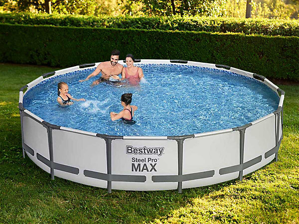 Bestway Piscine hors sol tubulaire ronde Bestway Steel Pro Max 427 x 84 cm gris clair