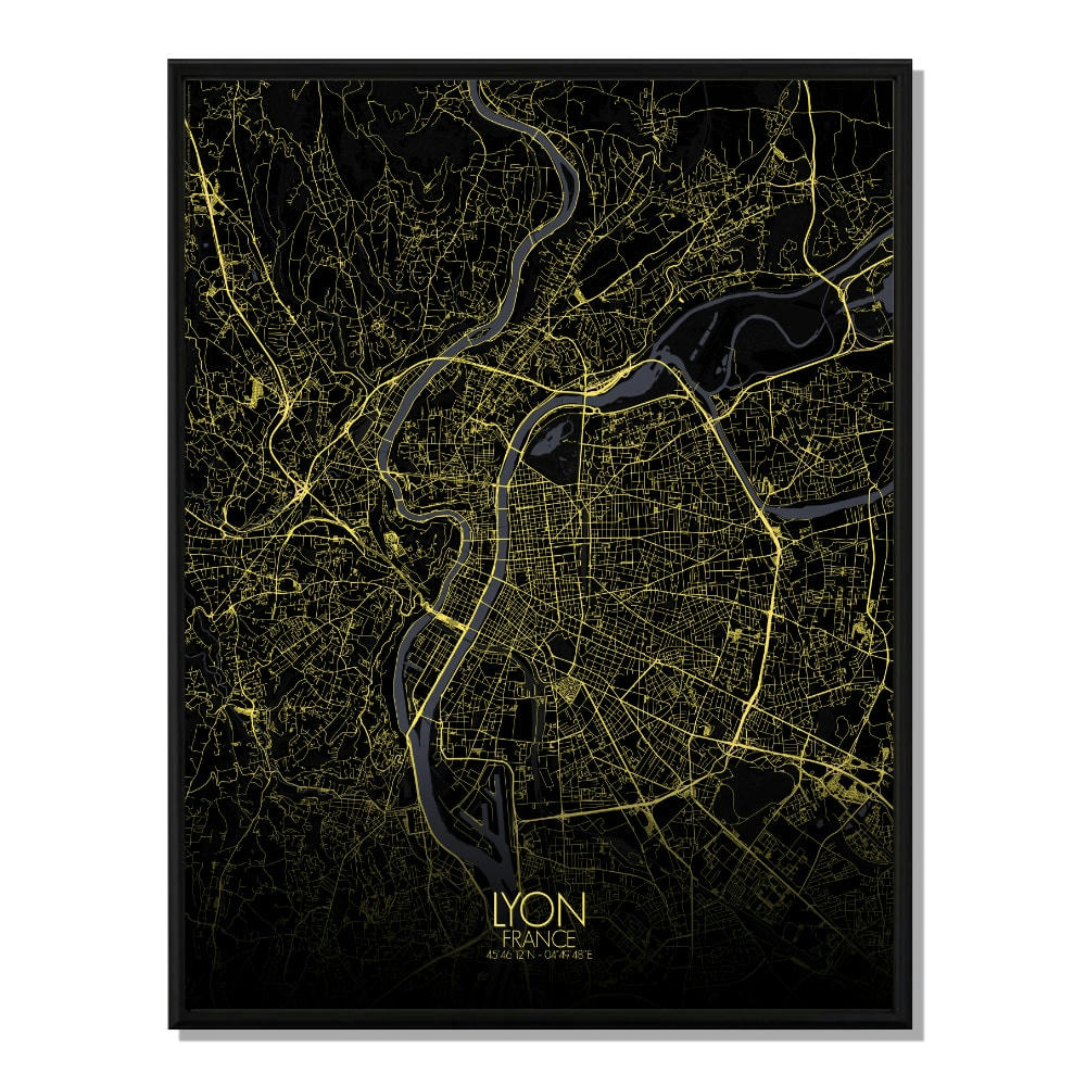 - Affiche Lyon Carte Nuit 40x50