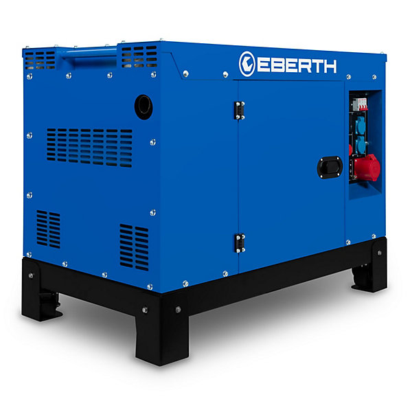 EBERTH Groupe électrogène 10000 Watts, 18,4 CV, moteur diesel, générateur de courant triphasé avec 1x 400V, 2x 230V, 1x 12V