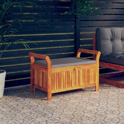 NNEVL Garden Storage Bench with Cushion 91 cm Solid Wood Acacia