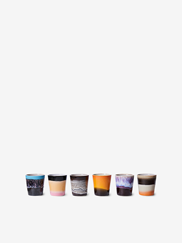 Set de 6 tasses expresso 70s stellar ceramique - hk living multicolore