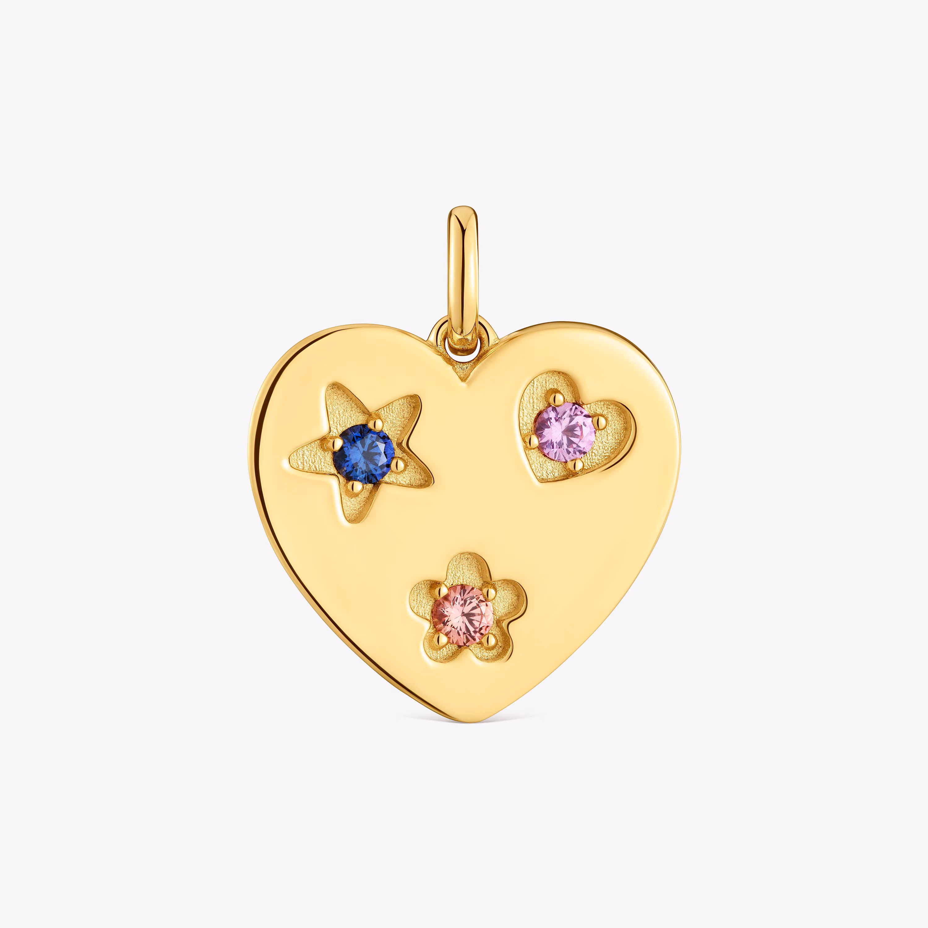 Colgante corazón con baño de oro 18 kt sobre plata y zafiros creados en laboratorio Sweet Dolls LGG