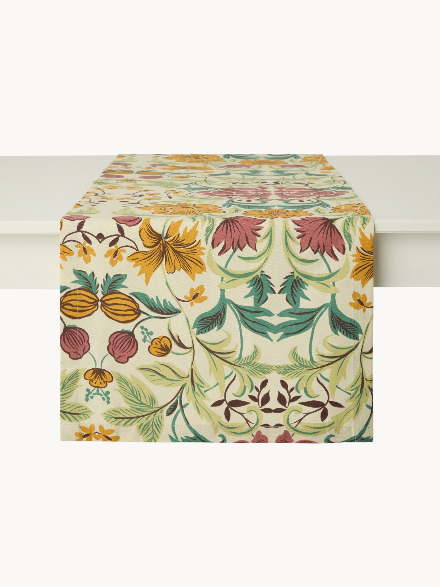 Runner in panama di cotone con stampa floreale stile western - Prezzo di lancio