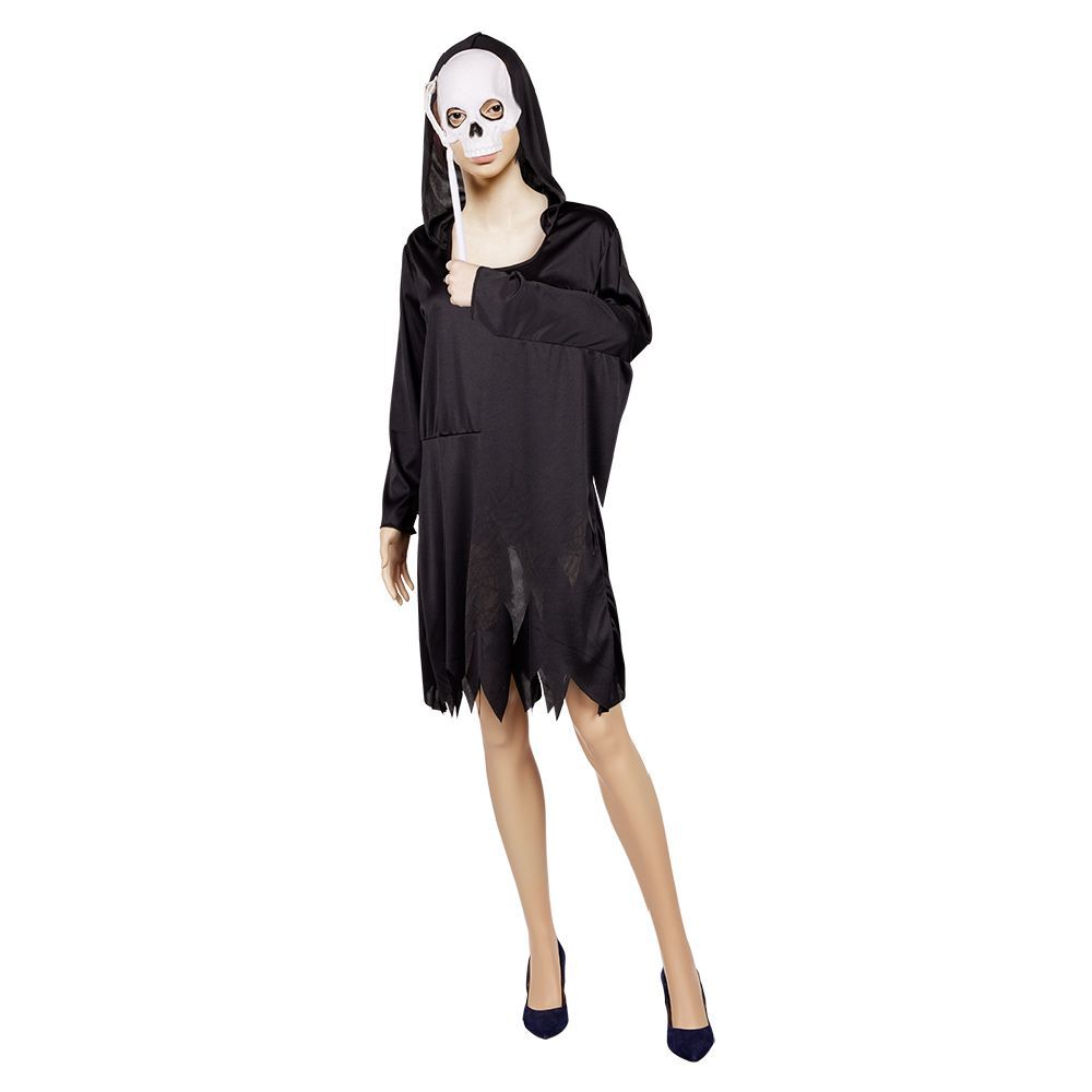 Déguisement adulte Halloween squelette robe et masque à tenir Taille M