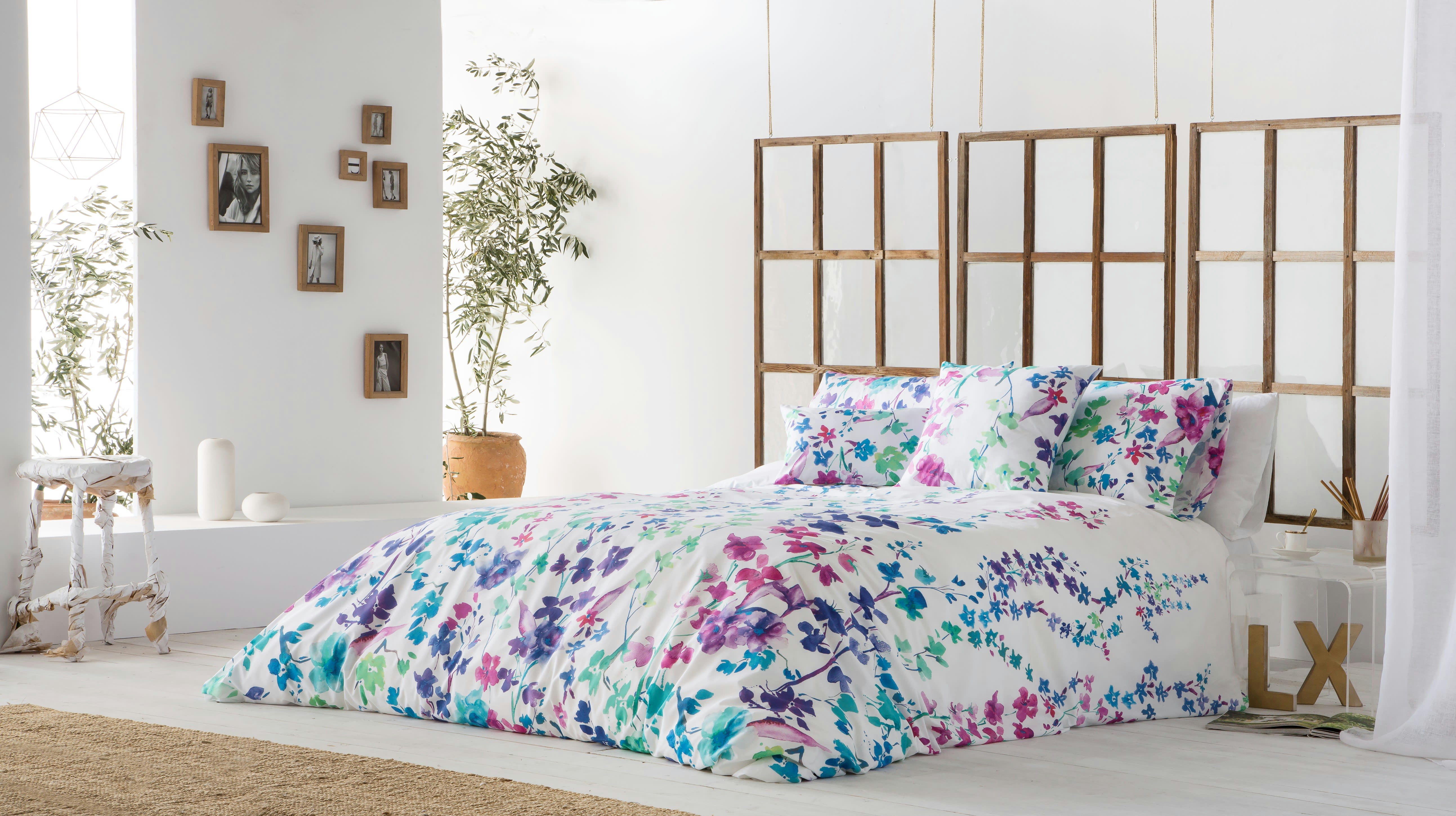 HAKU BLUE - Housse de couette imprimé en percale Coton Multicolore 220x220 cm