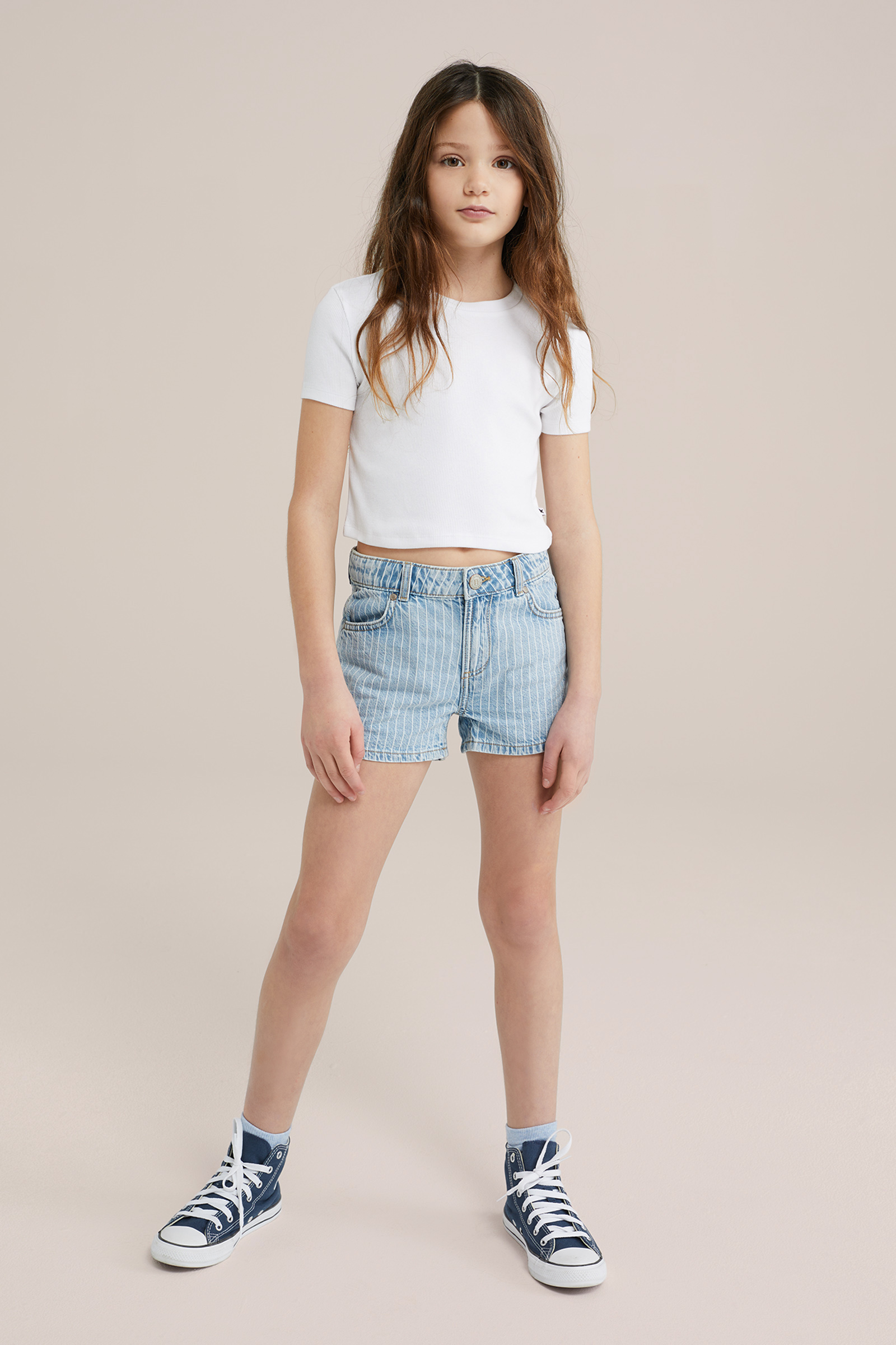 Meisjes cropped T-shirt van ribstof