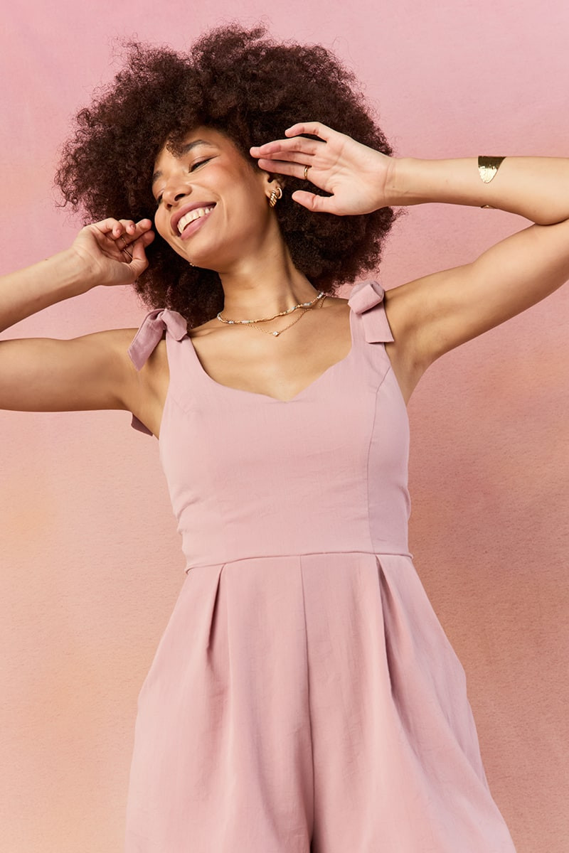 Mariana Tie Strap Linen Romper