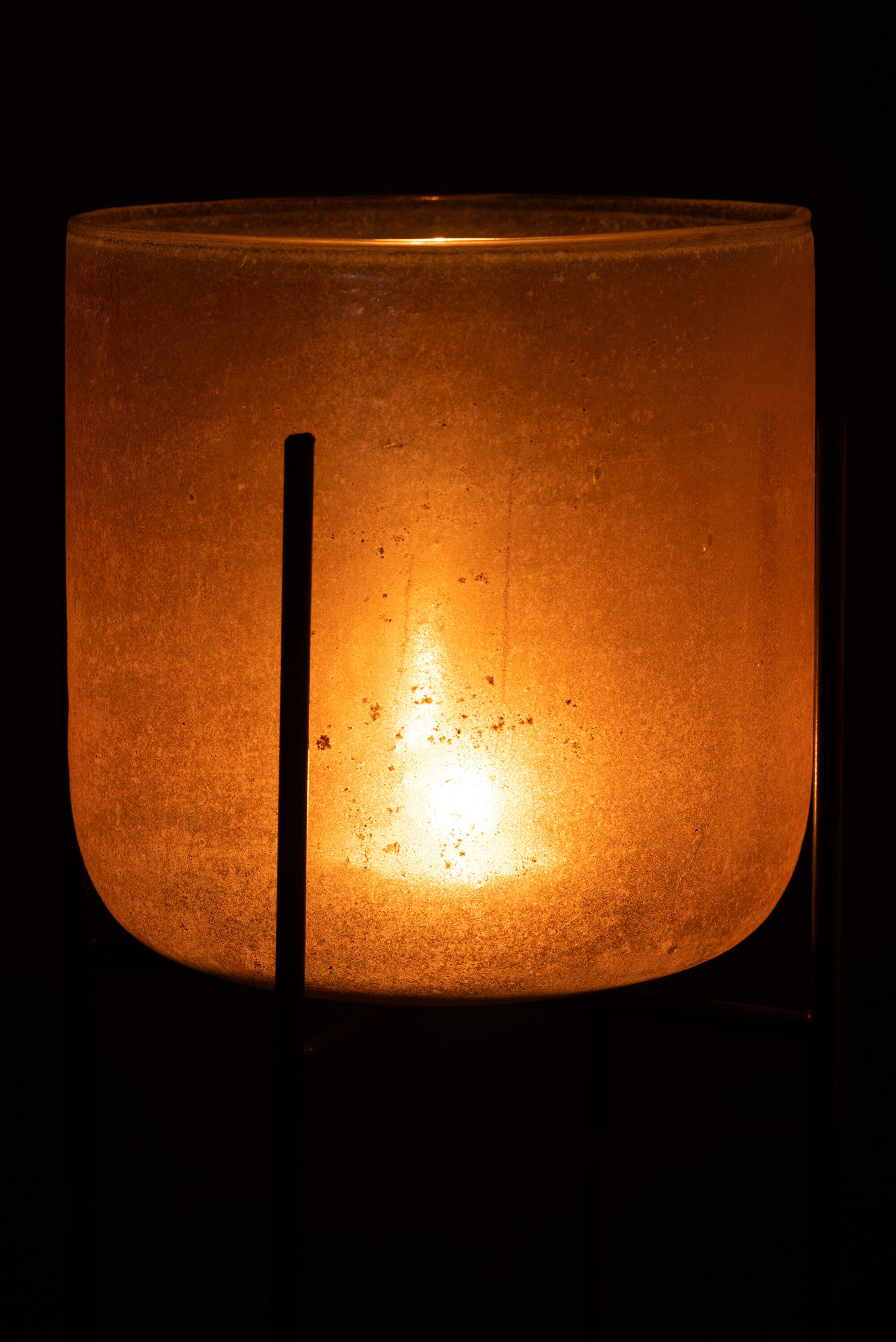 J-Line windlicht op voet Astor - glas/metaal - amber - large